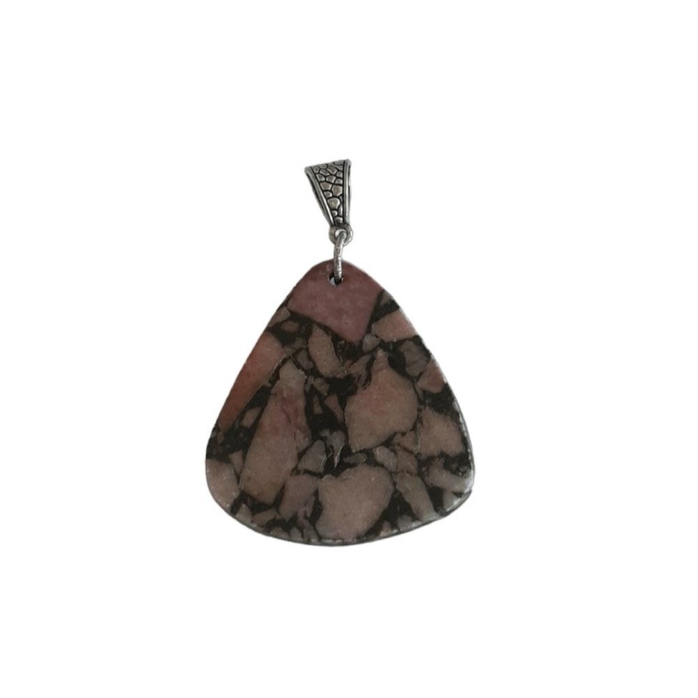 Pink Turquoise Stone And Matrix Pyrite Pendant - Picture 2 of 2
